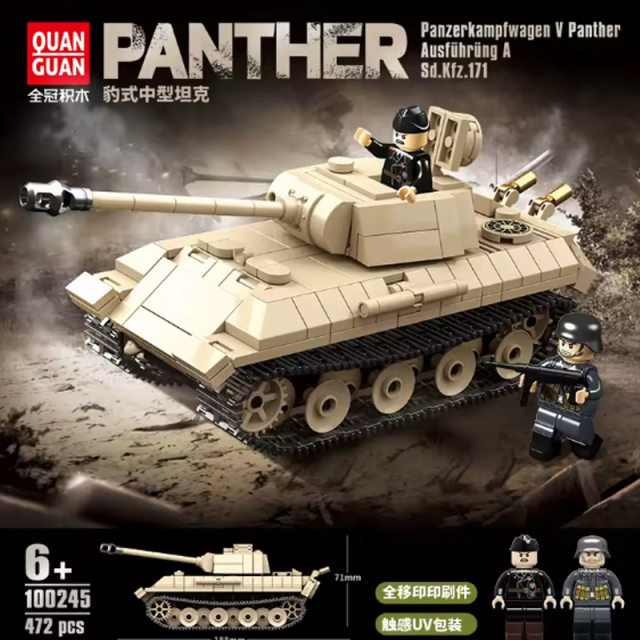 Military Challenger Leopard Panther Heavy Main Battle Tank Soldier Building Blocks Plastic Model Bricks Army Toys for Children