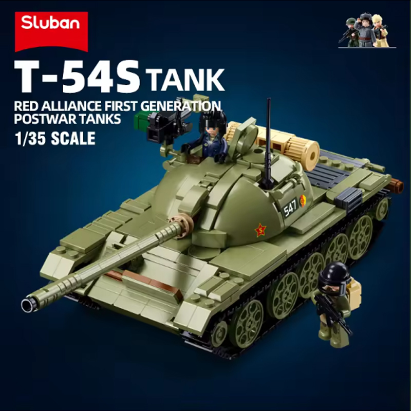 Model Tank Diy Blocks 604PCS ARMY T-54S Medium Tank Model Bricks WW2 Tank Weapon Building ...