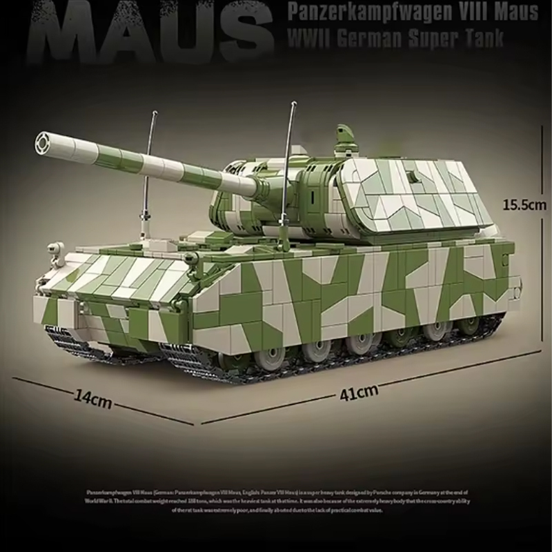 Military World War II Mouse Heavy Tank Building Block Toy Collection Model Children For Christmas And Birthday Gifts