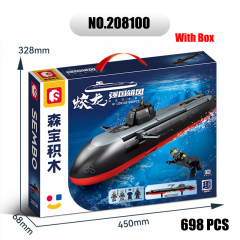 Sembo 208100 MOC Military Building Blocks Jiaolong Assault Submarine 698PCS Gun Minifigure Weapons Toys Children Gifts