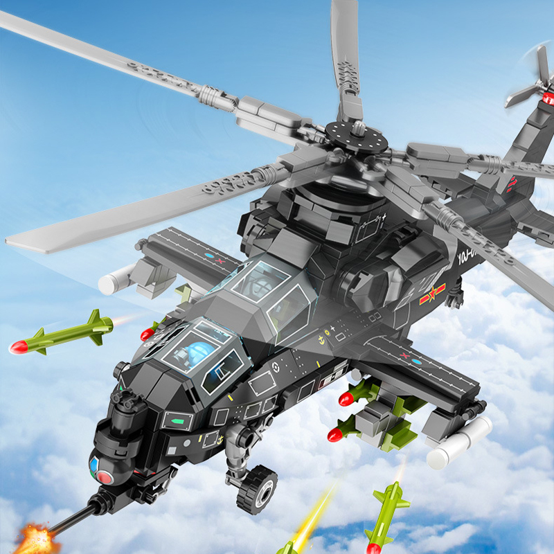 Sembo 202230 MOC Military Building Blocks WZ-10 Armed Helicopter Minifigure 732PCS Weapons Toys Children Gifts Boys Compatible