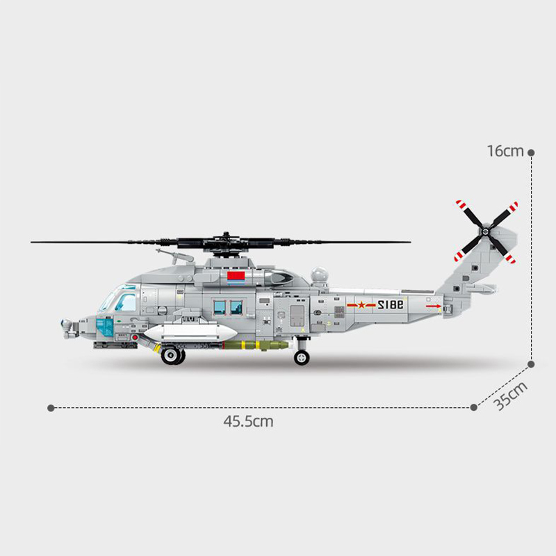 Sembo 202229 MOC Military Building Blocks Navy type Z-20 Helicopter Minifigure Weapons Toys Children Gifts Boys Compatible