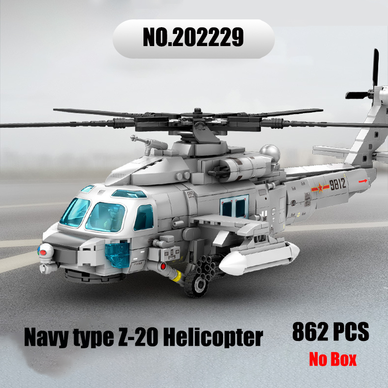 Sembo 202229 MOC Military Building Blocks Navy type Z-20 Helicopter Minifigure Weapons Toys Children Gifts Boys Compatible