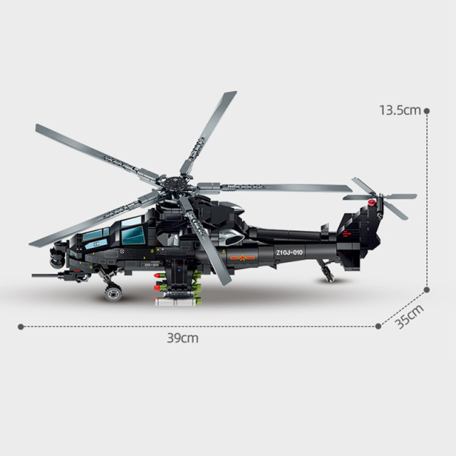 Sembo 202230 MOC Military Building Blocks WZ-10 Armed Helicopter Minifigure 732PCS Weapons Toys Children Gifts Boys Compatible