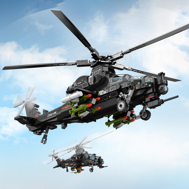 Sembo 202230 MOC Military Building Blocks WZ-10 Armed Helicopter Minifigure 732PCS Weapons Toys Children Gifts Boys Compatible
