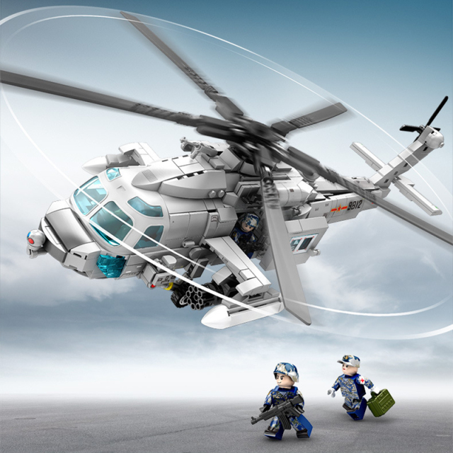 Sembo 202229 MOC Military Building Blocks Navy type Z-20 Helicopter Minifigure Weapons Toys Children Gifts Boys Compatible