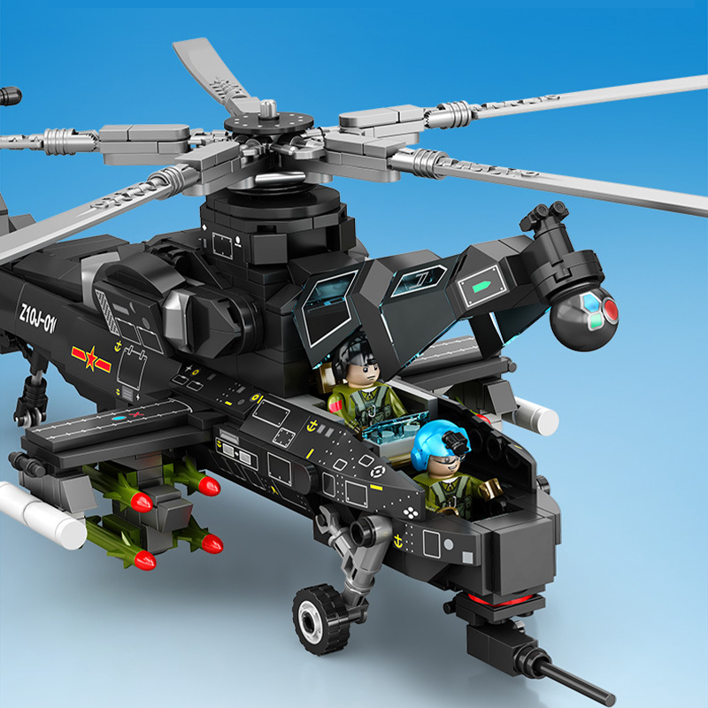 Sembo 202230 MOC Military Building Blocks WZ-10 Armed Helicopter Minifigure 732PCS Weapons Toys Children Gifts Boys Compatible