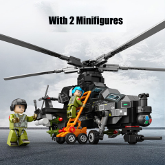 Sembo 202230 MOC Military Building Blocks WZ-10 Armed Helicopter Minifigure 732PCS Weapons Toys Children Gifts Boys Compatible