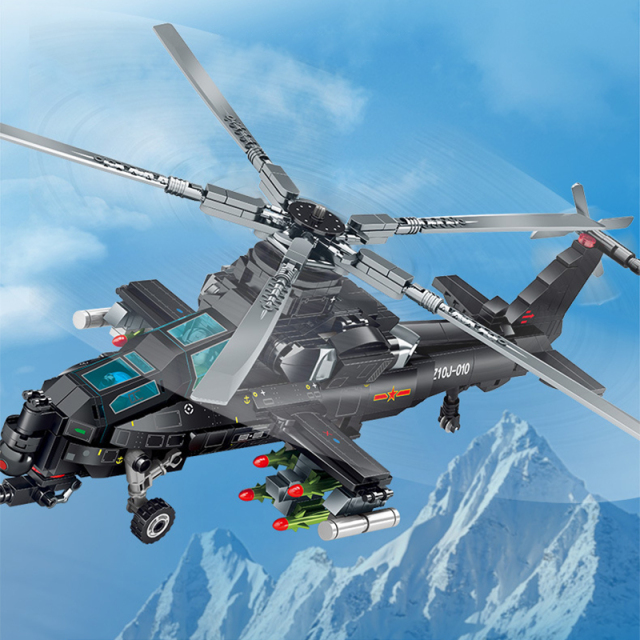 Sembo 202230 MOC Military Building Blocks WZ-10 Armed Helicopter Minifigure 732PCS Weapons Toys Children Gifts Boys Compatible