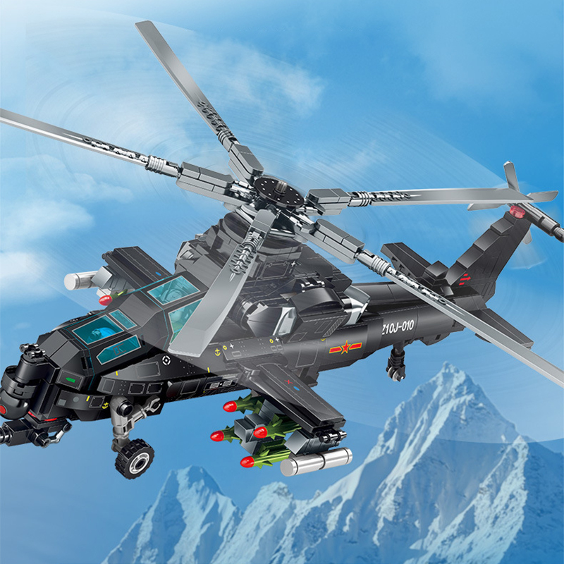 Sembo 202230 MOC Military Building Blocks WZ-10 Armed Helicopter Minifigure 732PCS Weapons Toys Children Gifts Boys Compatible