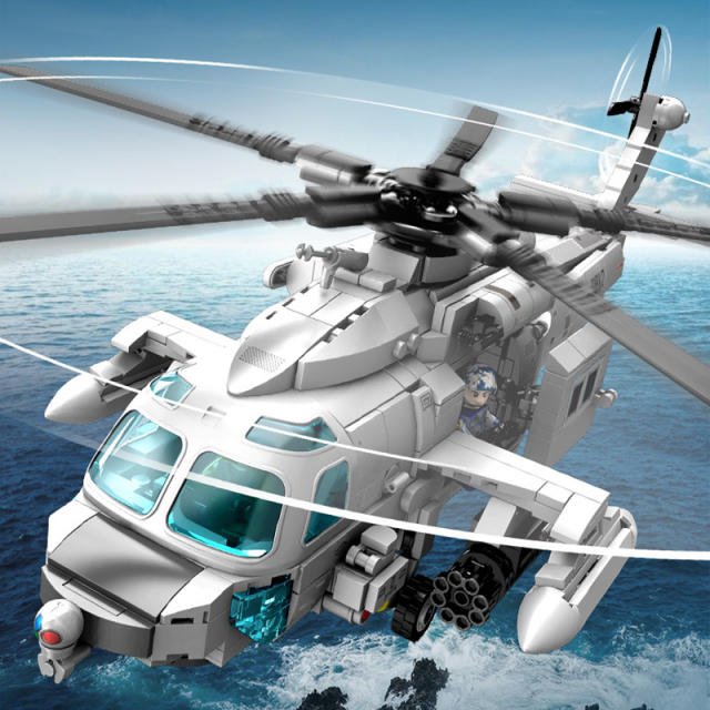 Sembo 202229 MOC Military Building Blocks Navy type Z-20 Helicopter Minifigure Weapons Toys Children Gifts Boys Compatible