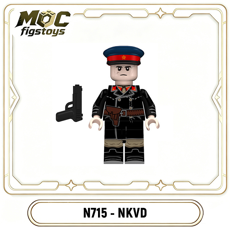WW2 Soviet Solider NKVD Minifigures Building Blocks Internal Security Forces Lieutenant Major Private Military Compatible Gifts Toy N715-718