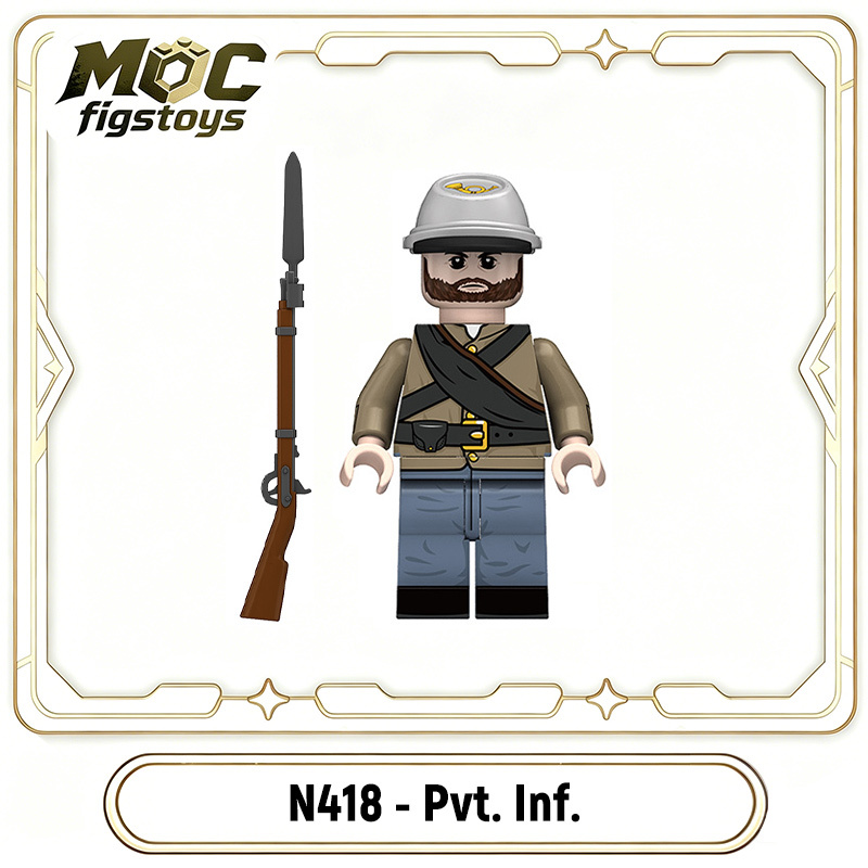 American Civil War Building Block Minifigure Union Confederate Soldier Historical Military Bricks Model Assembly Toy Gift N417-422