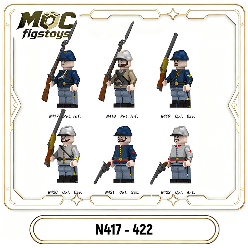 American Civil War Building Block Minifigure Union Confederate Soldier Historical Military Bricks Model Assembly Toy Gift N417-422