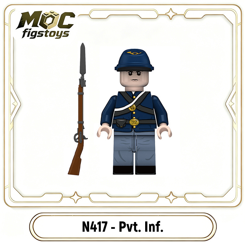 American Civil War Building Block Minifigure Union Confederate Soldier Historical Military Bricks Model Assembly Toy Gift N417-422