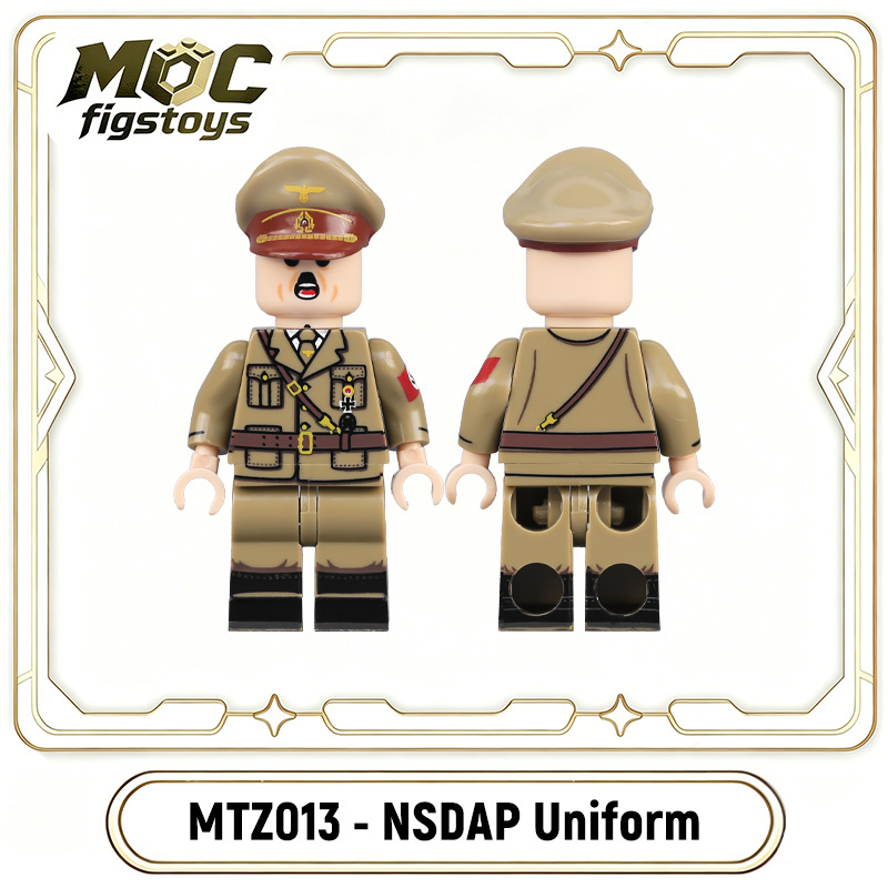 WW2 German Nazi Party Hitler Minifigures Building Blocks War Army Soldiers Weapon Military Gun Accessoories Toys Gifts MT001 MTZ012-014