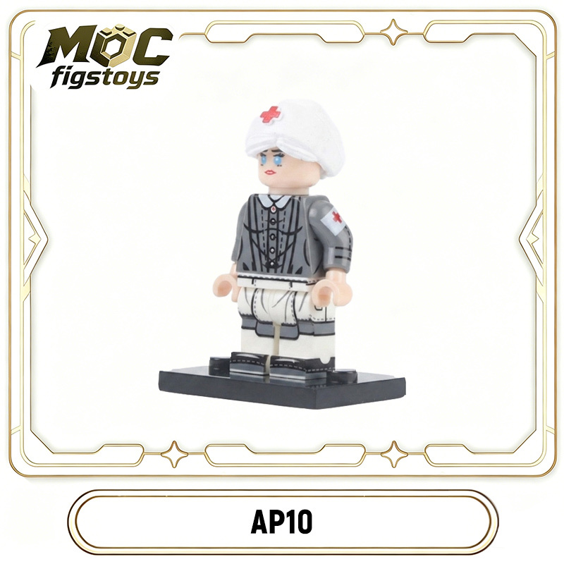 WW2 German Military Field Medical Female Minifigure Building Woman Medical Nurse Soldier Compatible Bricks Children Toy Collection AP10