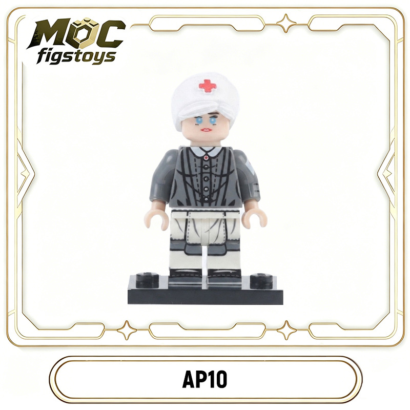 WW2 German Military Field Medical Female Minifigure Building Woman Medical Nurse Soldier Compatible Bricks Children Toy Collection AP10