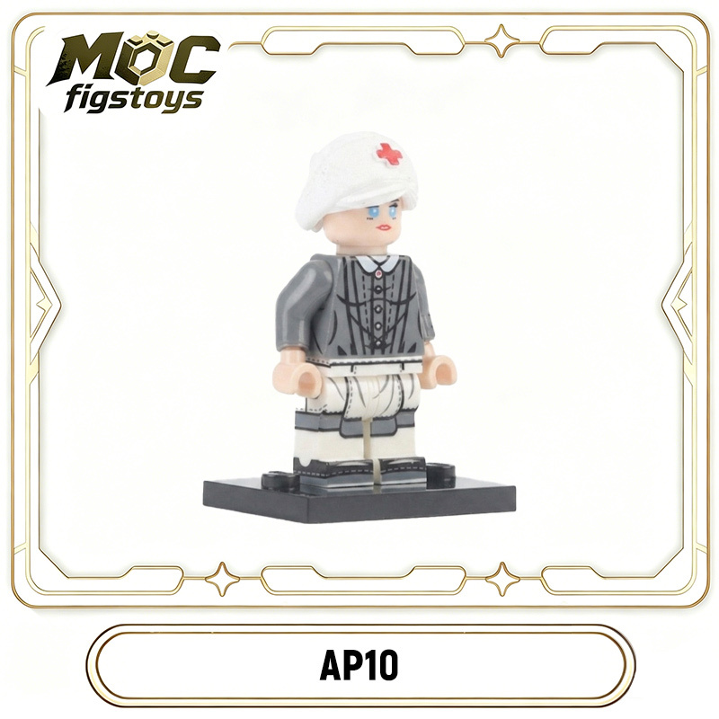 WW2 German Military Field Medical Female Minifigure Building Woman Medical Nurse Soldier Compatible Bricks Children Toy Collection AP10