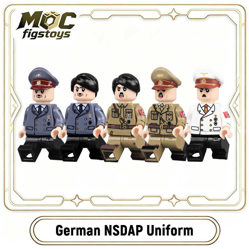 WW2 German Nazi Party Hitler Minifigures Building Blocks War Army Soldiers Weapon Military Gun Accessoories Toys Gifts MT001 MTZ012-014