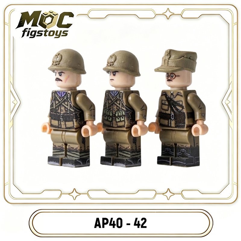 WWII Polish Army Soldier Minifigure UV Printed Building Block Military Infantry Officer Brick Toy Collectible Gifts AP40-42
