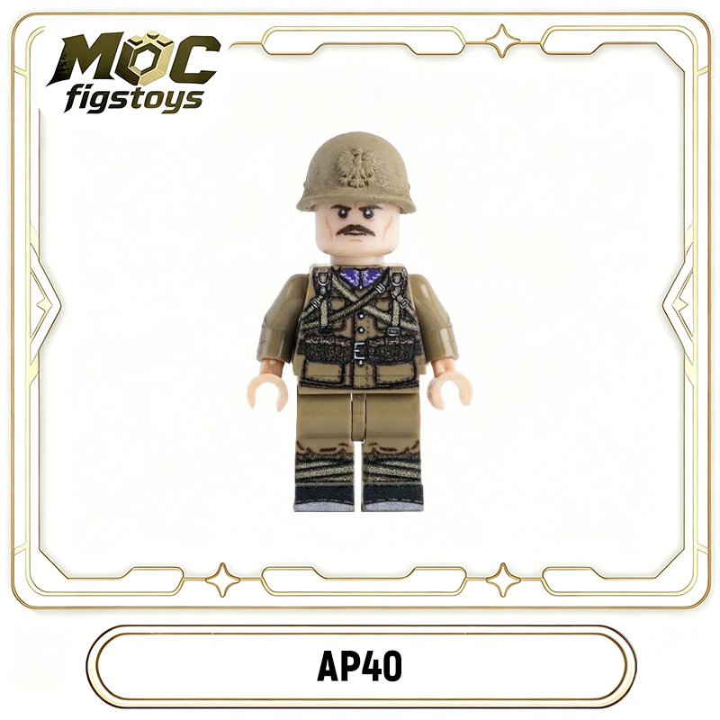 WWII Polish Army Soldier Minifigure UV Printed Building Block Military Infantry Officer Brick Toy Collectible Gifts AP40-42