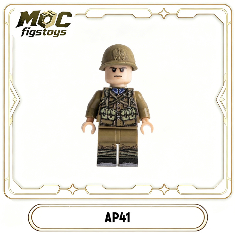 WWII Polish Army Soldier Minifigure UV Printed Building Block Military Infantry Officer Brick Toy Collectible Gifts AP40-42