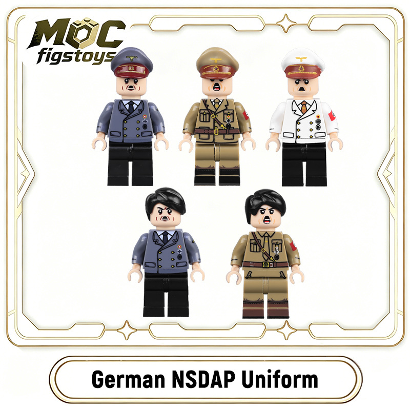 WW2 German Nazi Party Hitler Minifigures Building Blocks War Army Soldiers Weapon Military Gun Accessoories Toys Gifts MT001 MTZ012-014
