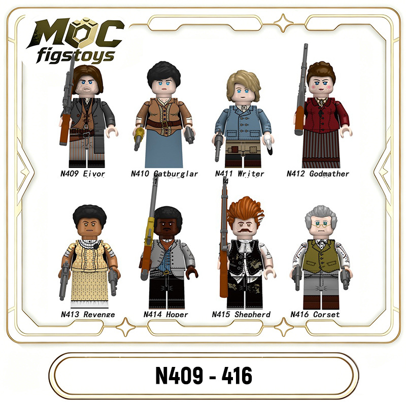 Military US West Cowboy Minifigures Western Cowboy Eivor Writer Godmather Weapon Helmet Army Children Gifts Toys Compatible N409-416