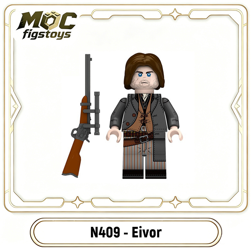 Military US West Cowboy Minifigures Western Cowboy Eivor Writer Godmather Weapon Helmet Army Children Gifts Toys Compatible N409-416