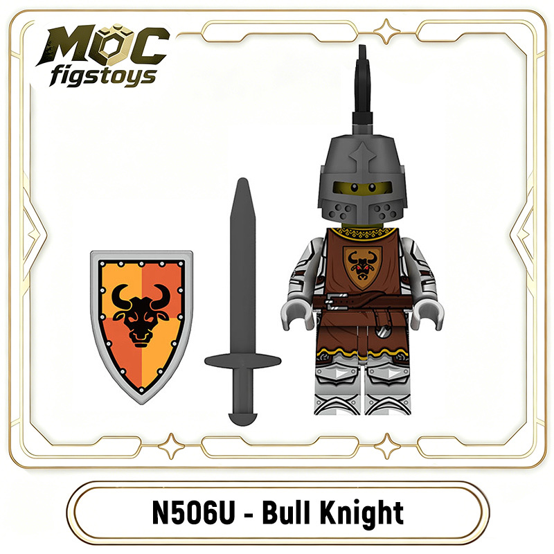 Medieval Griffin Knight  Bull Solider Kraken Wrriors Minifigues Building Blocks UV Printed Military Shield Spear Weapon Toys N505U-510U