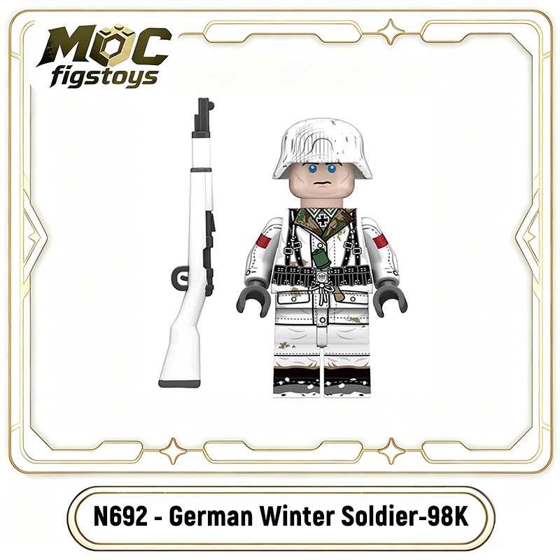 WW2 German Solider Winter Snow 98K Army Minifigures Building Blocks Infantry Military Weapon MP40 G43 STG44 Children Gifts Toys N692-695