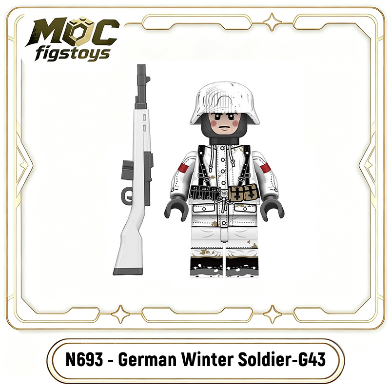 WW2 German Solider Winter Snow 98K Army Minifigures Building Blocks Infantry Military Weapon MP40 G43 STG44 Children Gifts Toys N692-695