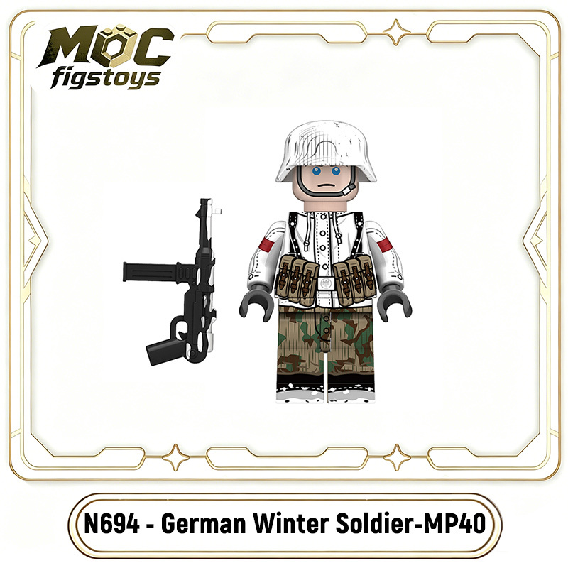 WW2 German Solider Winter Snow 98K Army Minifigures Building Blocks Infantry Military Weapon MP40 G43 STG44 Children Gifts Toys N692-695