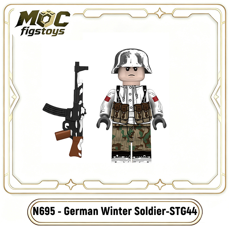 WW2 German Solider Winter Snow 98K Army Minifigures Building Blocks Infantry Military Weapon MP40 G43 STG44 Children Gifts Toys N692-695