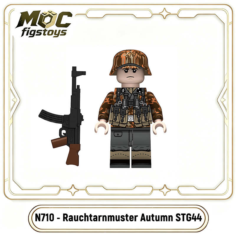 WW2 German Rauchtarnmuster Autumn Soldiers Minifigures Building Blocks MP40 STG44 MG34 Weapon Military Gifts Toy N707-710