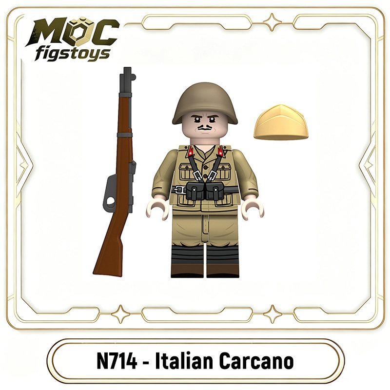WW2 Italian Solider Carcano Infantry Military Minifigures Building Blocks Army Beretta M34 MP40 Weapon Compatible Gifts Toy N711-714