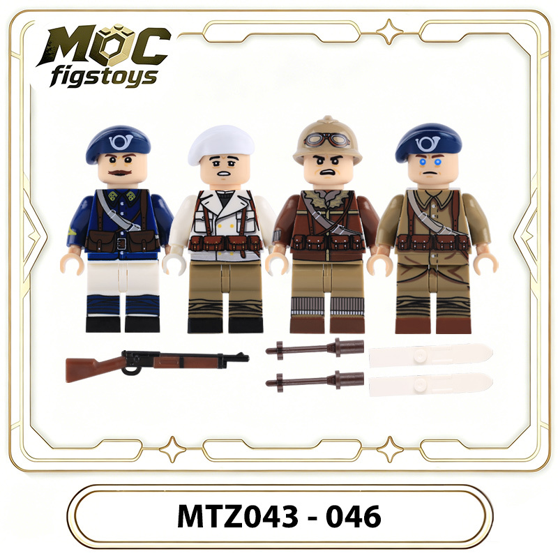 WW2 French Mountain Infantry Alpine Troops Building Blocks Winter Soliders Minifigures Battles of Narvik Military Weapons Toys Gifts MTZ043-046