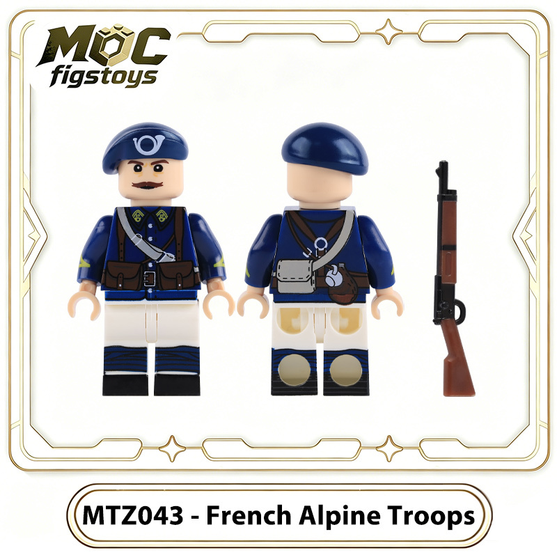 WW2 French Mountain Infantry Alpine Troops Building Blocks Winter Soliders Minifigures Battles of Narvik Military Weapons Toys Gifts MTZ043-046