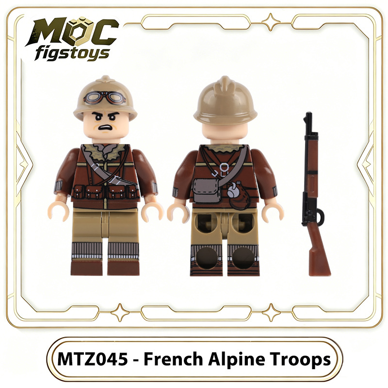 WW2 French Mountain Infantry Alpine Troops Building Blocks Winter Soliders Minifigures Battles of Narvik Military Weapons Toys Gifts MTZ043-046