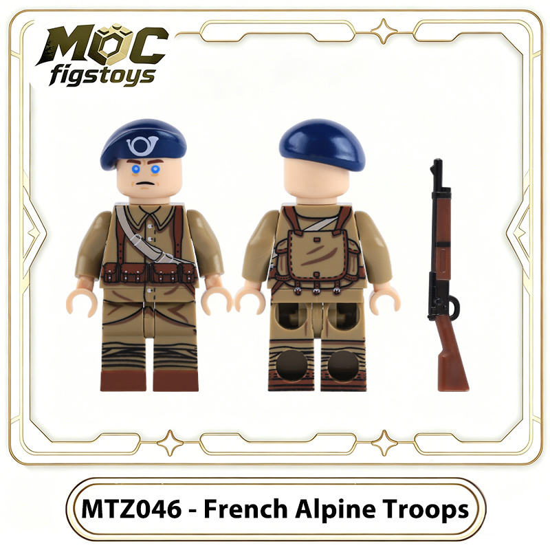WW2 French Mountain Infantry Alpine Troops Building Blocks Winter Soliders Minifigures Battles of Narvik Military Weapons Toys Gifts MTZ043-046