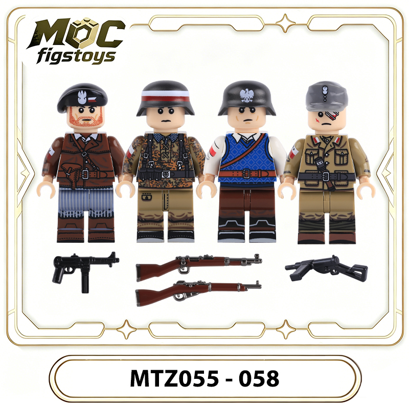 WW2 Military Polish Warsaw Uprising Home Army Minifigures Building Blocks Commander Camouflage Infantry Soldier Toys Gifts MTZ055-058