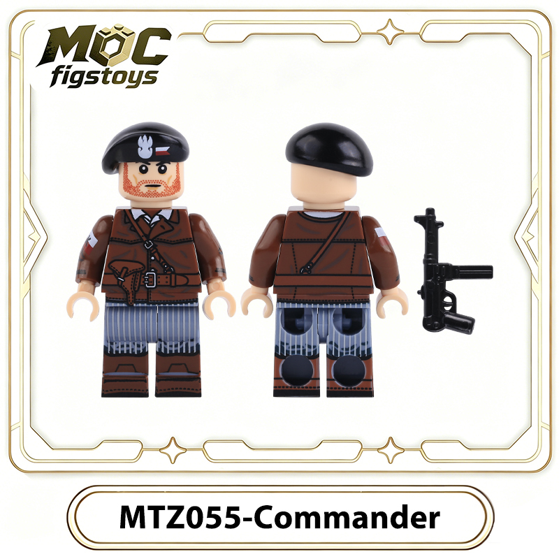 WW2 Military Polish Warsaw Uprising Home Army Minifigures Building Blocks Commander Camouflage Infantry Soldier Toys Gifts MTZ055-058