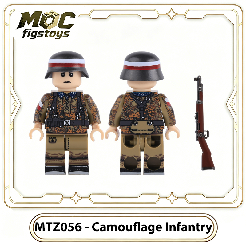 WW2 Military Polish Warsaw Uprising Home Army Minifigures Building Blocks Commander Camouflage Infantry Soldier Toys Gifts MTZ055-058