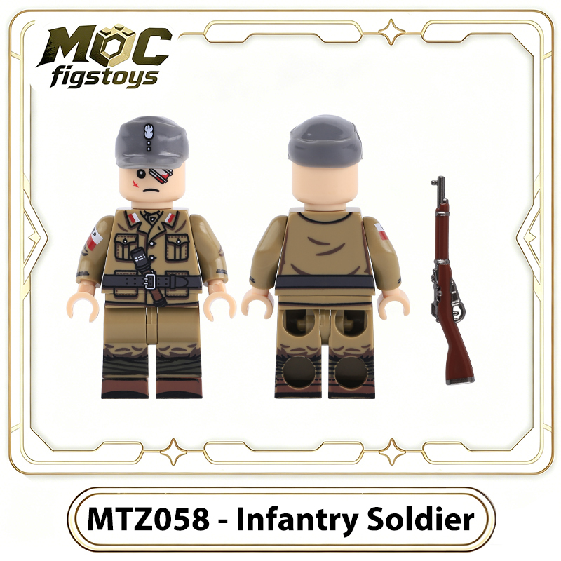 WW2 Military Polish Warsaw Uprising Home Army Minifigures Building Blocks Commander Camouflage Infantry Soldier Toys Gifts MTZ055-058