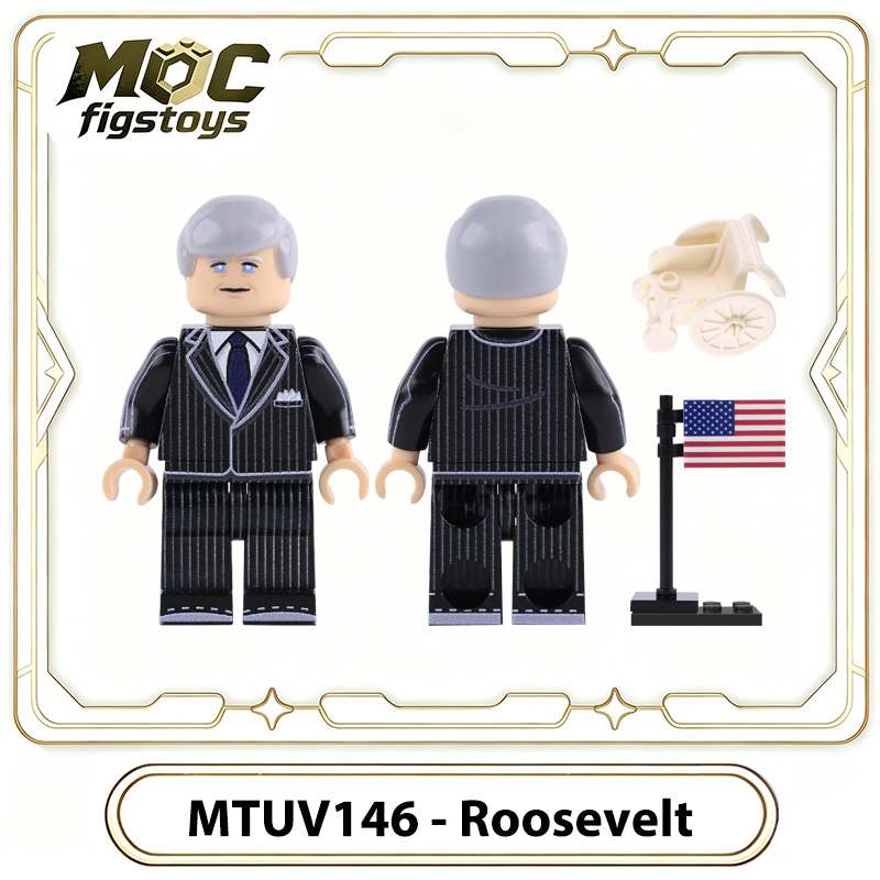 WWII Leader Generals Franklin D Roosevelt 32nd President USA Historical Building Block Minifigure Custom Toy Military Gifts MTUV146