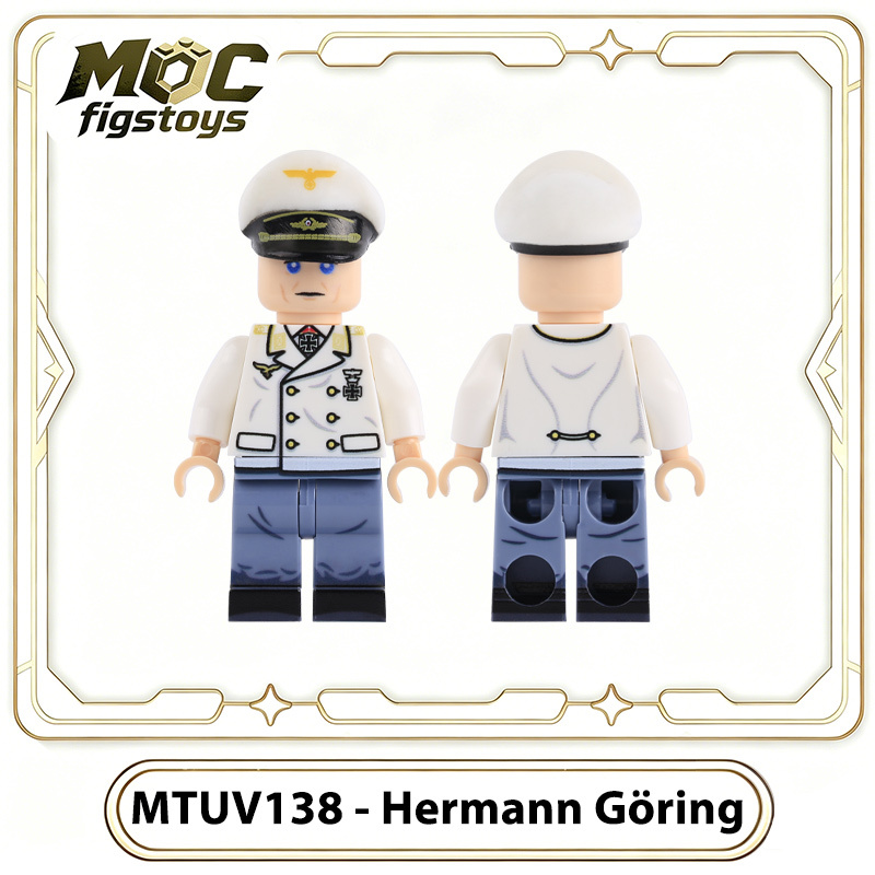 WWII German Officer Hermann Göring Military Leader Historical Minifigure UV Printed Building Block Luftwaffe Commander Model Toy Gifts MTUV138