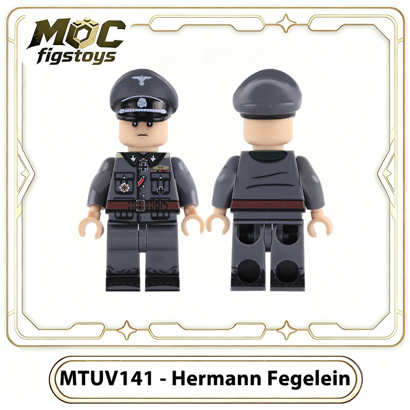 WWII German Officer Hermann Fegelein SS Brigadeführer Minifigure Building Block Historical Military Solider Gofts Toys Compatible MTUV141
