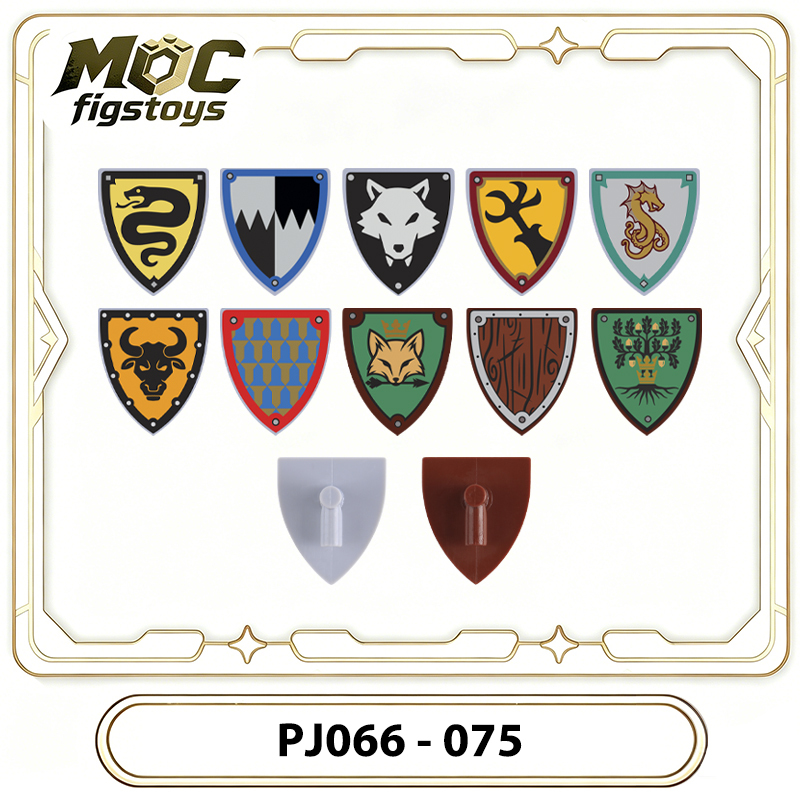 Medieval Knight Shield Minifigures Accessories Heraldic Castle Warrior Armor Building Blocks Pack Ccis4lore Collection Toys Gifts PJ066-075