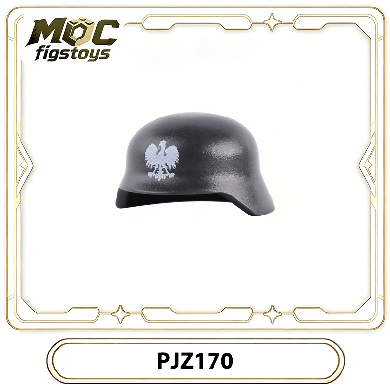 WW2 Polish Home Army Helmet Accessory MTZ057 Minifigure Building Blocks Gear Polish Resistance Military Compatible Toy Gifts PJZ170
